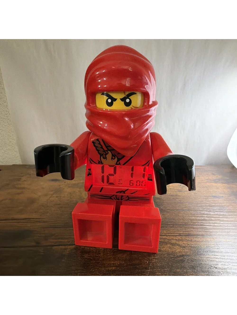 LEGO Ninjago Kai Red Ninja Minifigure Alarm Clock 2011 ClicTime Working